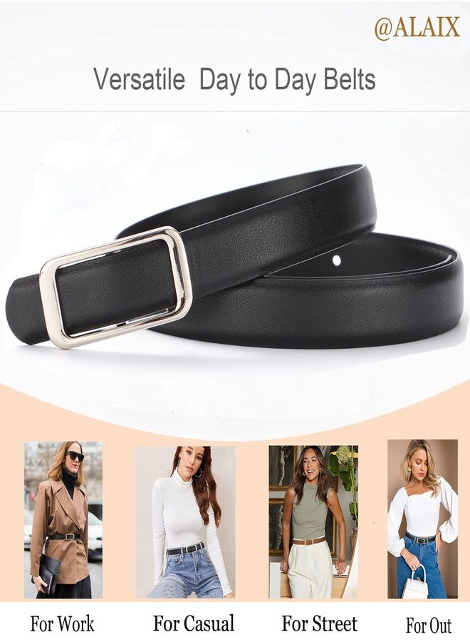 ALAIX Women's Leather Belt for Jeans Pants Fashion Belt with Gold/Silver Buckle Elegant Thin Waist Dress Belts for Women - Image 5